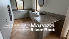 Nowoczesna kuchnia wykończona spiekiem Marazzi Silver Root