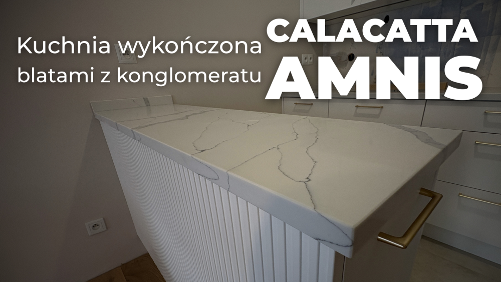 kucnia wykończona blatami z konglomeratu Calacatta Amnis
