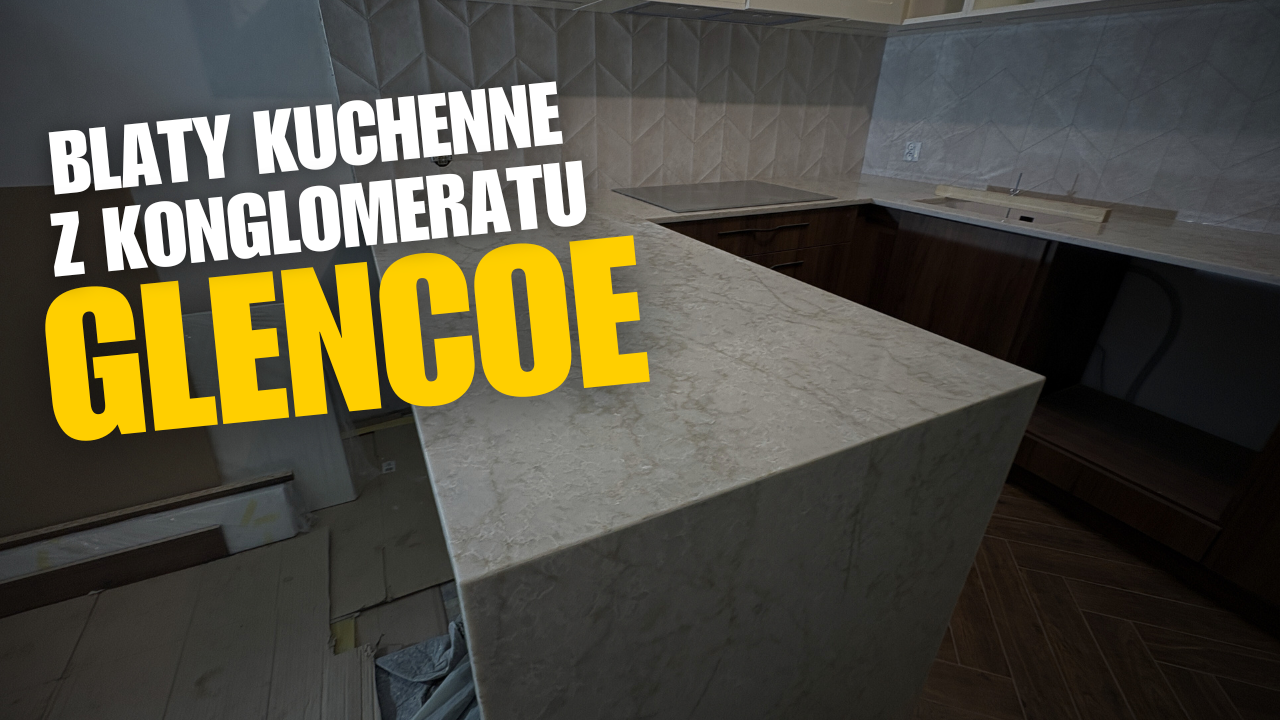Kuchnia wykończona blatami z konglomeratu Glencoe