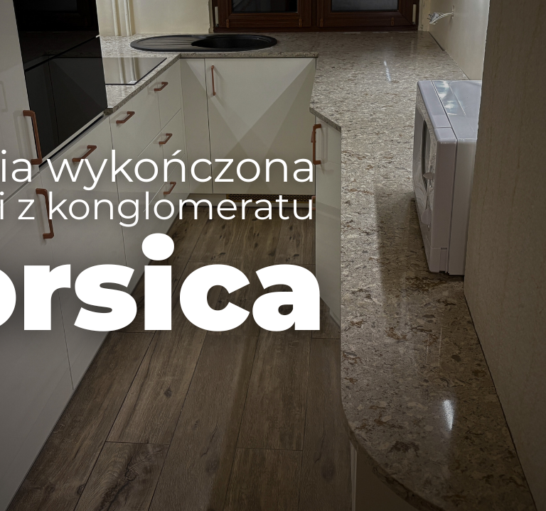 kuchnia wykończona blatami z konglomeratu Corsica
