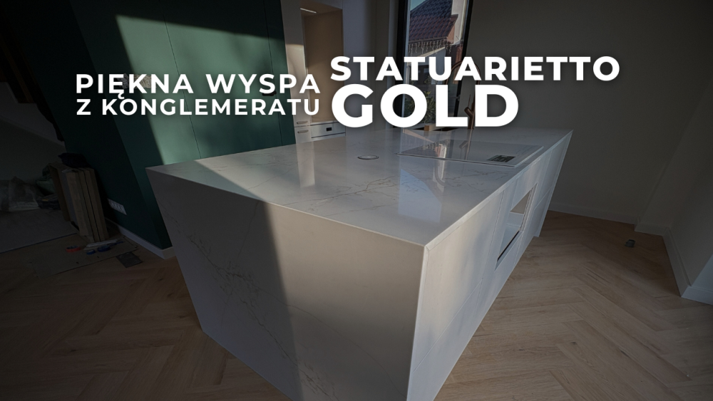 Piękna wyspa wykończona konglomeratem Statuarietto Gold