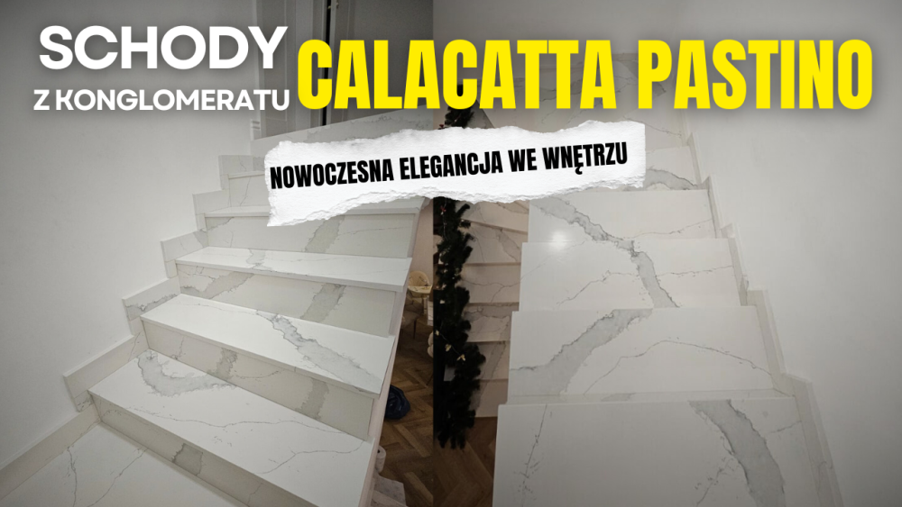 Schody z konglomeratu Calacatta Pastino - nowoczesna elegancja we wnętrzu