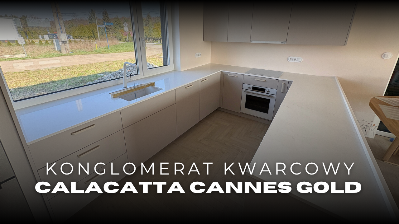 blaty kuchenne z konglomeratu Calacatta Cannes Gold