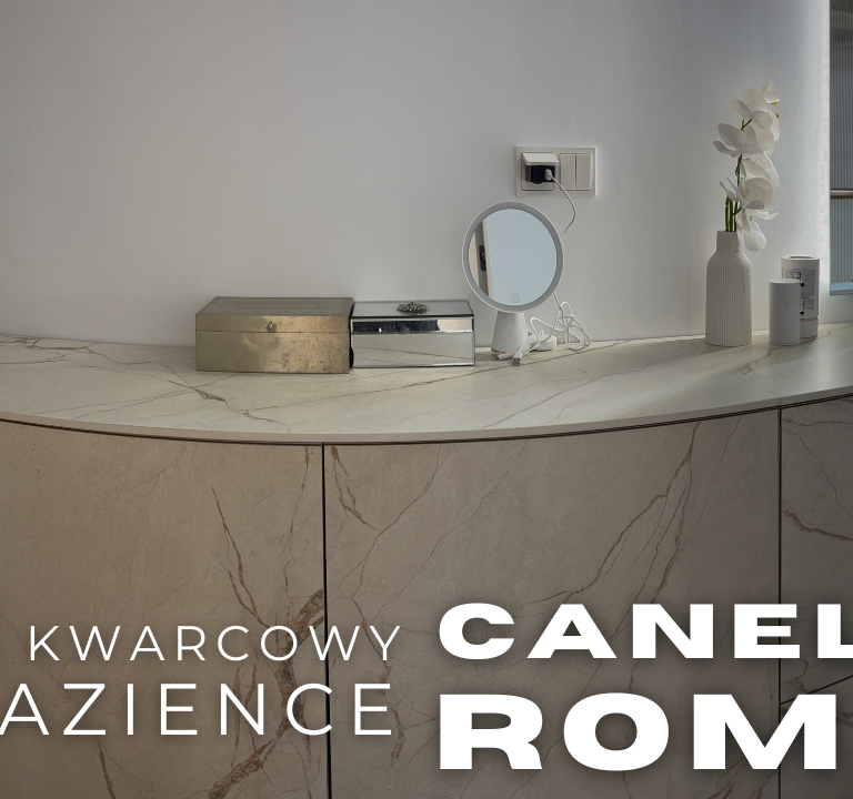 Kompletne wykończenie szafki łazienkowa spiekiem Canela Roma
