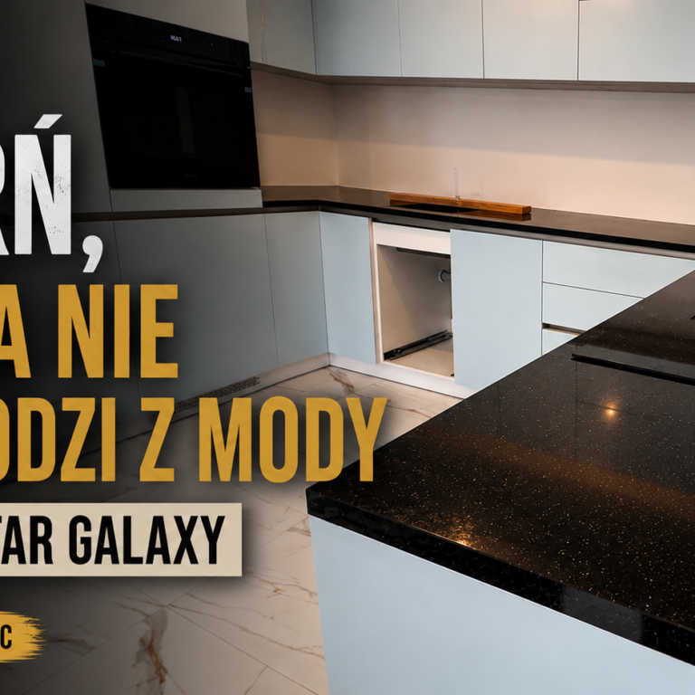 Kuchnia wykończona blatami z granitu Star Galaxy o grubości 3cm