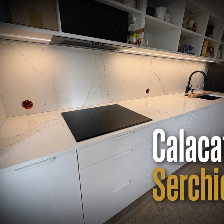 Blat i okładzina ścienna z konglomeratu Calacatta Serchio