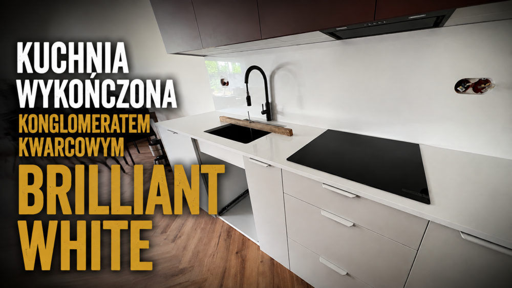 Kuchnia wykończona konglomeratem kwarcowym Brilliant White
