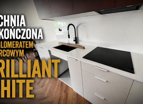 Kuchnia wykończona konglomeratem kwarcowym Brilliant White