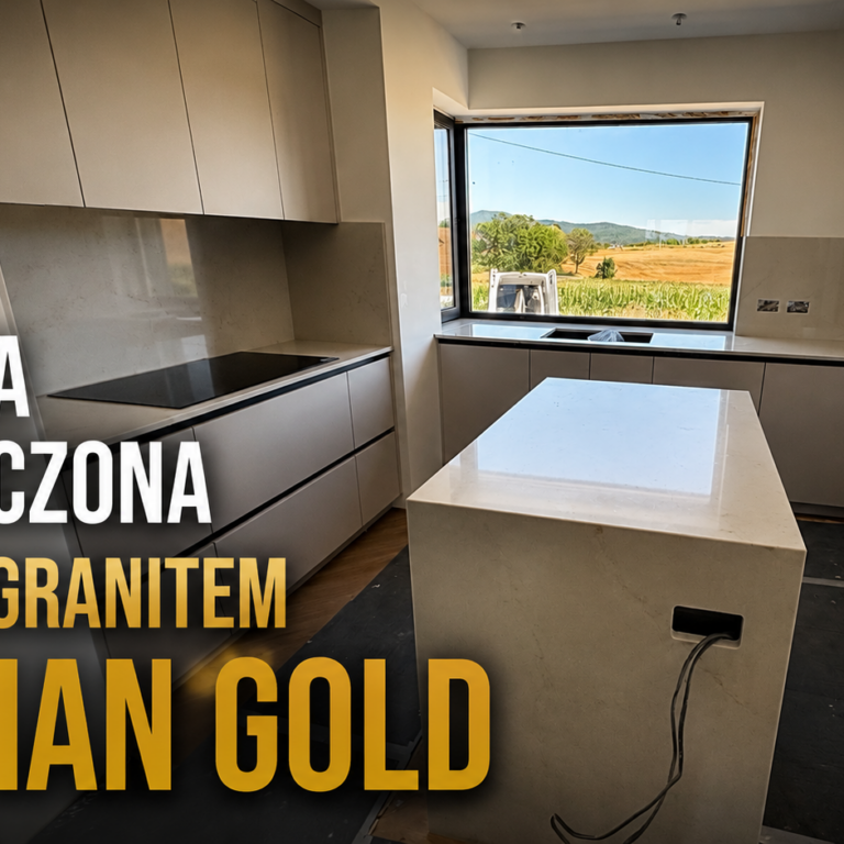 Nowoczesna kuchnia z kwarcogranitem Elysian Gold